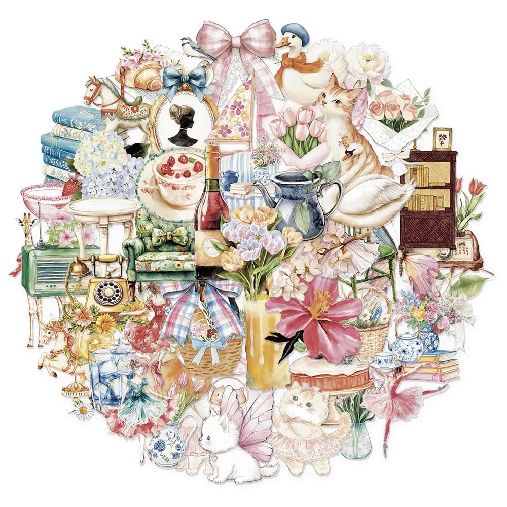 50PCS Watercolor Garden PET Creative Speaker Phone Case Notebook Skateboard Motorcycle Stickers