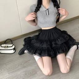 New In Clothes Sweet Korean Casual Summer Trend White Lace Cake Mini Skirt Ballet Syle High Waisted Mesh Canopy Short Dress