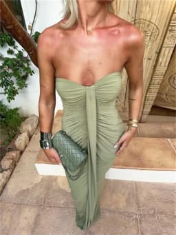 Nibber Elegant Strapless Dress Women Classic Patchwork Ribbon Ruched Sexy Birthday Party Skinny Stretch Chic Clubwear Vestidos