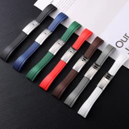 20mm Rubber Watch Strap for Rolex for Water Ghost Black Green Wrist Band Fold Buckle Bracelet Men Sport Soft Silicone Watchband