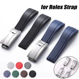 20mm Rubber Watch Strap for Rolex for Water Ghost Black Green Wrist Band Fold Buckle Bracelet Men Sport Soft Silicone Watchband