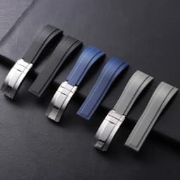 20mm Rubber Watch Strap for Rolex for Water Ghost Black Green Wrist Band Fold Buckle Bracelet Men Sport Soft Silicone Watchband