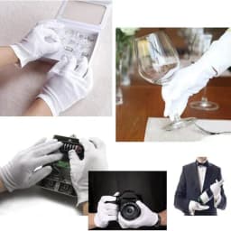 6/12Pairs White Cotton Gloves for Women Men Full Finger Anti Slip Hand Protection Gloves Waiters Drivers Jewelry Workers Glove