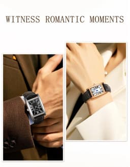 SANDA Leisure Leather Strap Men Women Couple Tank Watches Vintage Korean Roman Scale Square Temperament Quartz Wristwatch