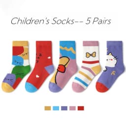 5 Pairs Girls' Socks Spring Summer Cotton Socks Kids Cute Bear Sock 1-14T Children's Mid-calf Socks