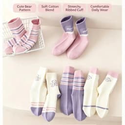 5 Pairs Girls' Socks Spring Summer Cotton Socks Kids Cute Bear Sock 1-14T Children's Mid-calf Socks