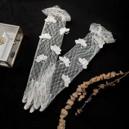 6 Styles Fashion Lace Gloves with Butterfly Flowers White Bridal Wedding Dress Gloves for Birthday Party Photography