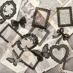 Black and white lace Decor 20 pcs PET Stickers pack Collage Junk Journal DIY Scrapbooking Self Adhesive Creative Diary Stickers