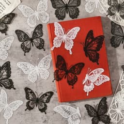 Black and white lace Decor 20 pcs PET Stickers pack Collage Junk Journal DIY Scrapbooking Self Adhesive Creative Diary Stickers