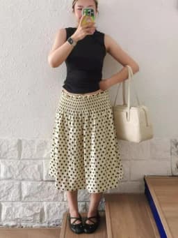 French Sweet New Design Polka Dot Skirts Women Retro Loose Straight Slimming Mid-length Skirt Female Pretty Pleated A-line Skirt