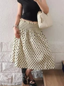French Sweet New Design Polka Dot Skirts Women Retro Loose Straight Slimming Mid-length Skirt Female Pretty Pleated A-line Skirt