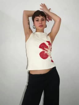 Women's Flower Print Crop Tank Top Fitted Boat Neck Sleeveless Summer Top for Party Club 2025 New Fashion