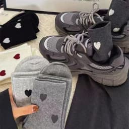 5 Pairs Women's Cute Heart Shaped Mid Tube Socks Spring and Autumn New Ins Trendy Versatile High Beauty Duty Series Socks