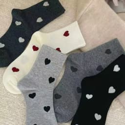 5 Pairs Women's Cute Heart Shaped Mid Tube Socks Spring and Autumn New Ins Trendy Versatile High Beauty Duty Series Socks
