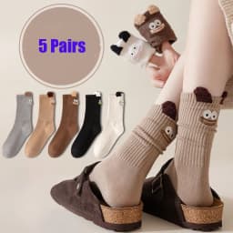 5 Pairs Women's Cute Heart Shaped Mid Tube Socks Spring and Autumn New Ins Trendy Versatile High Beauty Duty Series Socks