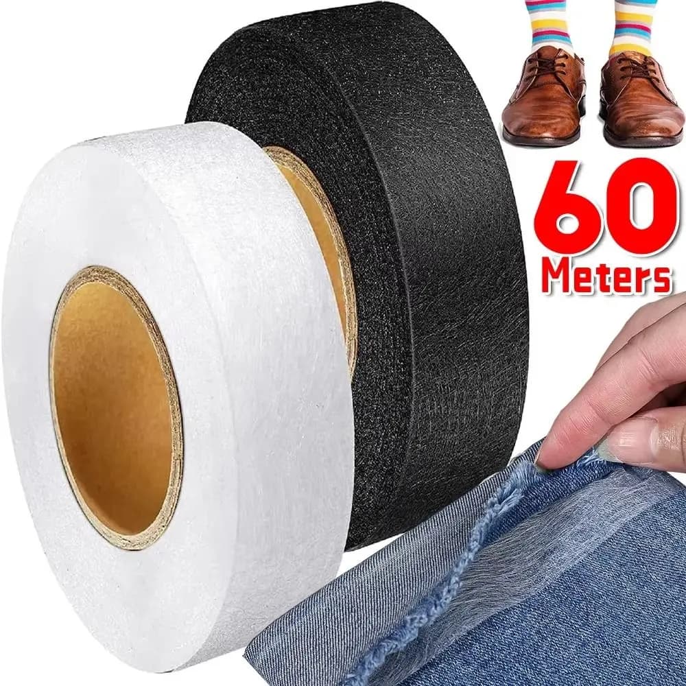 60M Interlining Adhesive Tape Double-sided Non-woven Clothes Ironing Hem Tapes DIY Sewing Interlining for Shorten Repair Pants