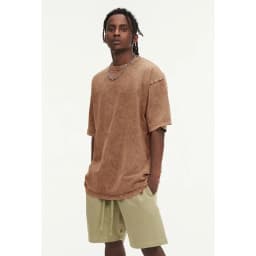 230G Cotton Retro T-shirt Drop-shoulder Sleeve Men Women Vintage Short-sleeve T Shirts Solid Color Hip Hop Loose Tees