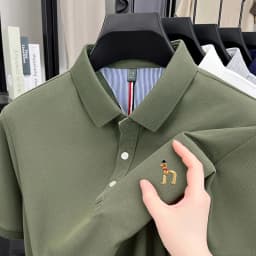 Brand Design Men's Polo Shirt Lapel Short Sleeve T-Shirt Summer New Exquisite Dog Embroider Fashion Business Handsome Men's Wear