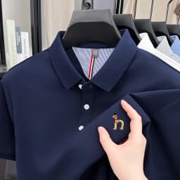 Brand Design Men's Polo Shirt Lapel Short Sleeve T-Shirt Summer New Exquisite Dog Embroider Fashion Business Handsome Men's Wear