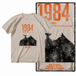 G01 Beige Cotton Big Size 1984 Graphic Men T-shirt | Streetwear Cool Vintage O-neck Men's Tee Tshirt