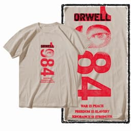 G01 Beige Cotton Big Size 1984 Graphic Men T-shirt | Streetwear Cool Vintage O-neck Men's Tee Tshirt
