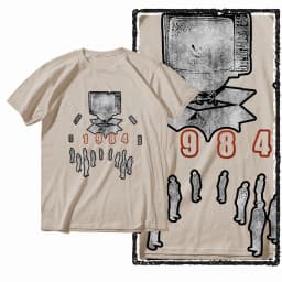 G01 Beige Cotton Big Size 1984 Graphic Men T-shirt | Streetwear Cool Vintage O-neck Men's Tee Tshirt