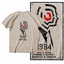 G01 Beige Cotton Big Size 1984 Graphic Men T-shirt | Streetwear Cool Vintage O-neck Men's Tee Tshirt