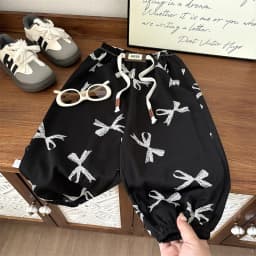 1-8yr Old Kids Clothes Floral Print Harem Pants Fashion Bear Casual Loose Children's Wear Trousers Boys Girls Thin Wide Leg Pant