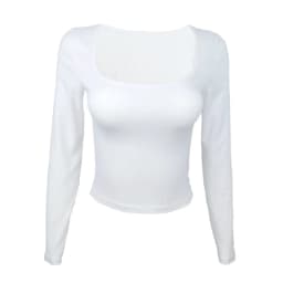 Long Sleeve T-shirt Slim Tops Sexy Woman Clothing Square-Cut Collar Close-fitting Tee Shirt Street Wear Fall 2025 New 2523