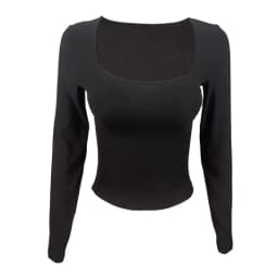 Long Sleeve T-shirt Slim Tops Sexy Woman Clothing Square-Cut Collar Close-fitting Tee Shirt Street Wear Fall 2025 New 2523