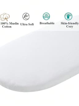 2 Pack Muslin Changing Pad Cover Fitted Bassinet Sheets for Girls Boys Soft Breathable Cotton Baby Diaper Change Table Pad Cover