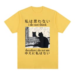 I Do Not Think Therefore I Do Not Am T Shirt Funny Japanese Cat Meme Short Sleeve T-shirt Women Casual T-shirts Y2k Top