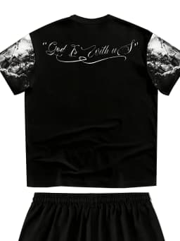 Summer Men's Angel Christ Printed Comfortable Breathable Round Neck T-shirt Shorts Taochuang Outdoor Casual Fashion Clothing