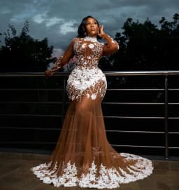 Mermaid Plus Size Black Women Chiffon Prom Dress Special Occasion Illusion High Neck Decal Formal Evening Dress 2026 Customized