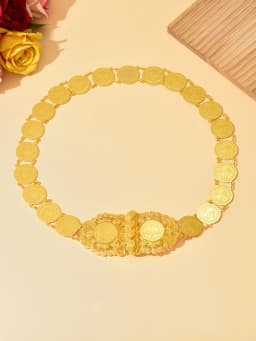 Coin-Shaped Golden Arabian-Style Bridal Belt for Ethnic Wedding Accessories, Luxurious Algerian Long Robe Wedding Sash