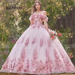 Luxury Pink/Lilac Quinceanera Dress 2026 3D Floral Flowers Princess Ball Gown Sweet 15 Vestidos De XV Años Party Gown Big Bow