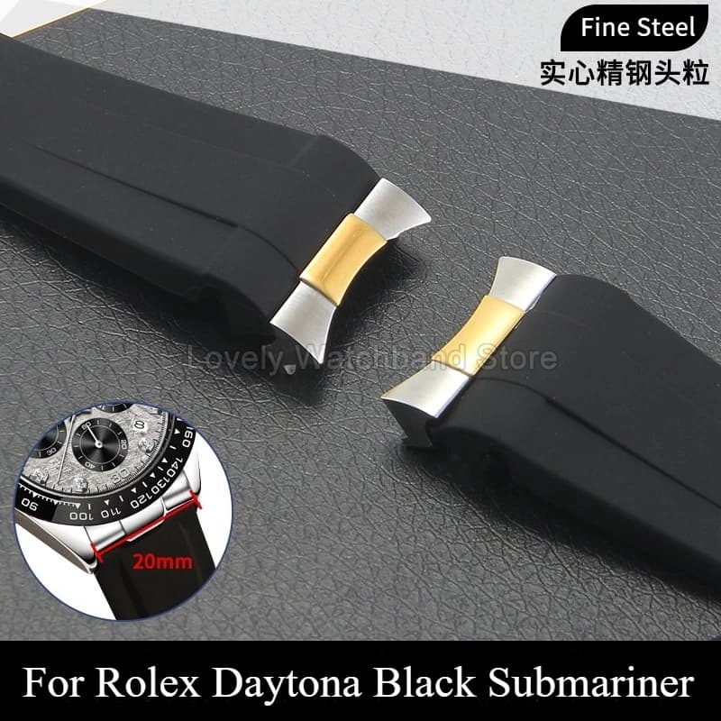 Durable Stainless Steel Anti-fade Precise-join Watchstrap End Link for Rolex Daytona Black Submariner Datejust 20 21mm Black