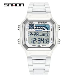 SANDA 6196 Luxury Men's Electronic Watch with Multi Functional Luminous Dial Calendar Waterproof Fashion Men's Digital Watch