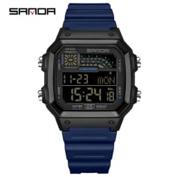 SANDA 6196 Luxury Men's Electronic Watch with Multi Functional Luminous Dial Calendar Waterproof Fashion Men's Digital Watch