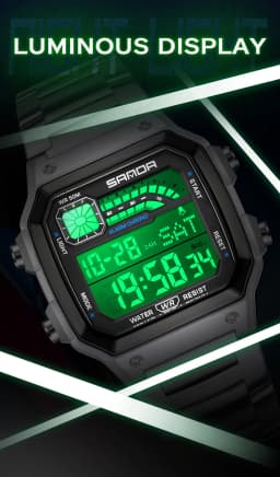 SANDA 6196 Luxury Men's Electronic Watch with Multi Functional Luminous Dial Calendar Waterproof Fashion Men's Digital Watch