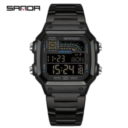 SANDA 6196 Luxury Men's Electronic Watch with Multi Functional Luminous Dial Calendar Waterproof Fashion Men's Digital Watch