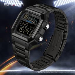 SANDA 6196 Luxury Men's Electronic Watch with Multi Functional Luminous Dial Calendar Waterproof Fashion Men's Digital Watch