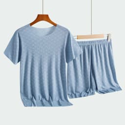 Men's Homewear Set Printed Ice Silk T-Shirt Short Sleeve Shorts Two-Piece Set Modal Casual Silky Cooling Sleepwear Men's Set