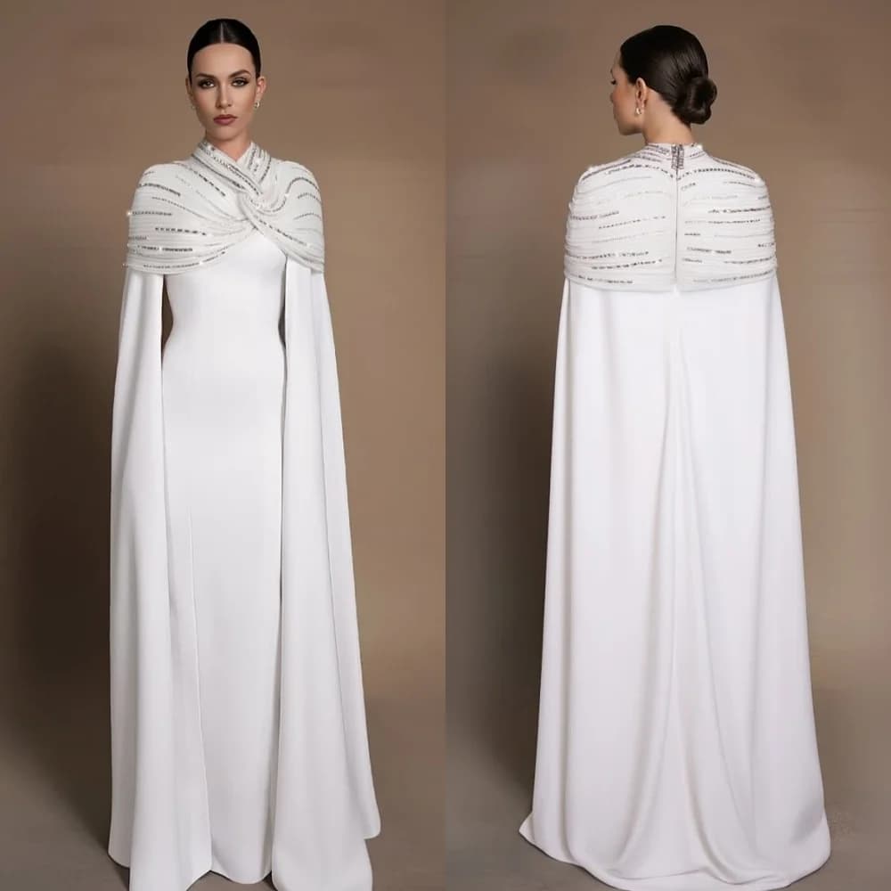 Customized Sparkle Fashion Jersey Beading Sequined Straight High Collar Long Dresses Bespoke Occasion Dresses Sizes Available