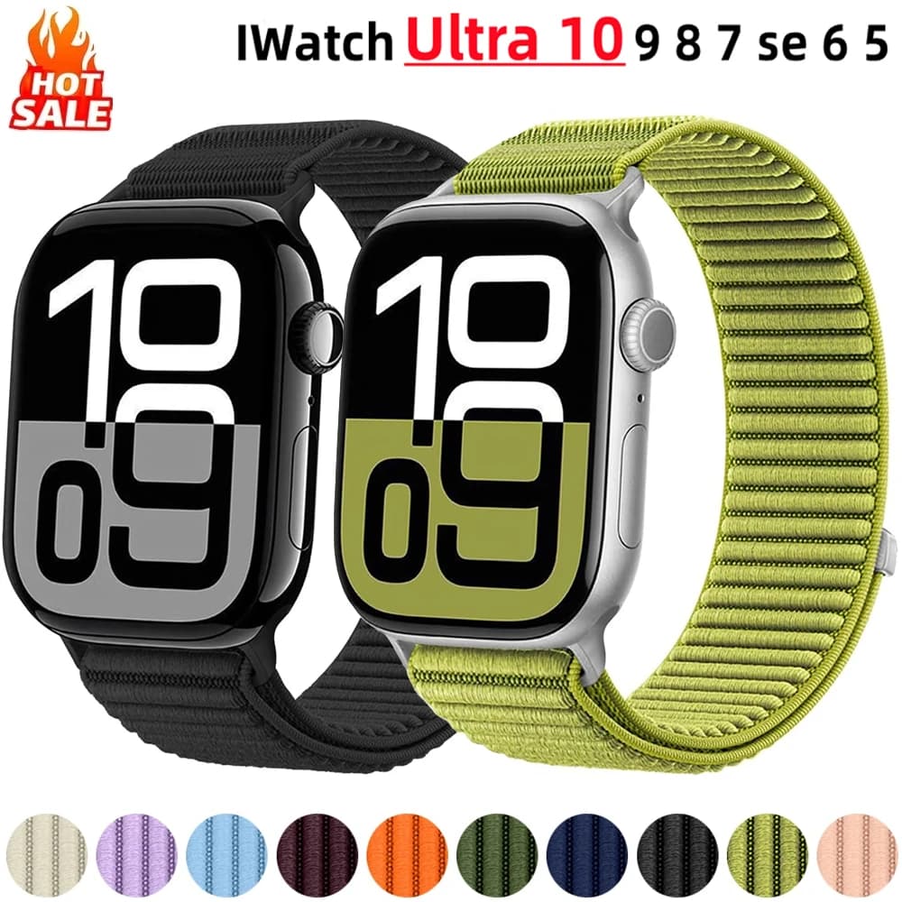 Nylon loop Strap For Apple Watch Band 46mm 42mm 45mm 44mm 40mm 41mm 38 49 mm Bracelet For IWatch Series Ultra 11 10 9 8 7 6 SE 5
