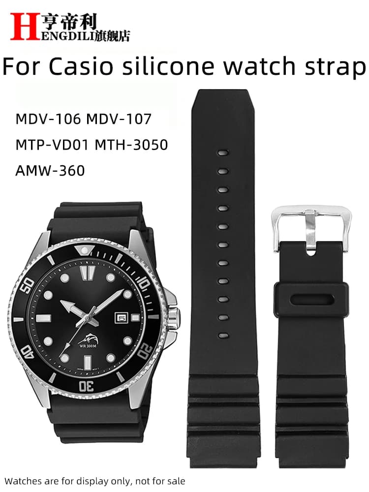 22mm Resin Watch Band For Casio MDV-106 MDV-107 Duro Marlin AMW-360 MTH-3050 MTP-VD01 Men's Dive Watch SEIKO Replacement Strap