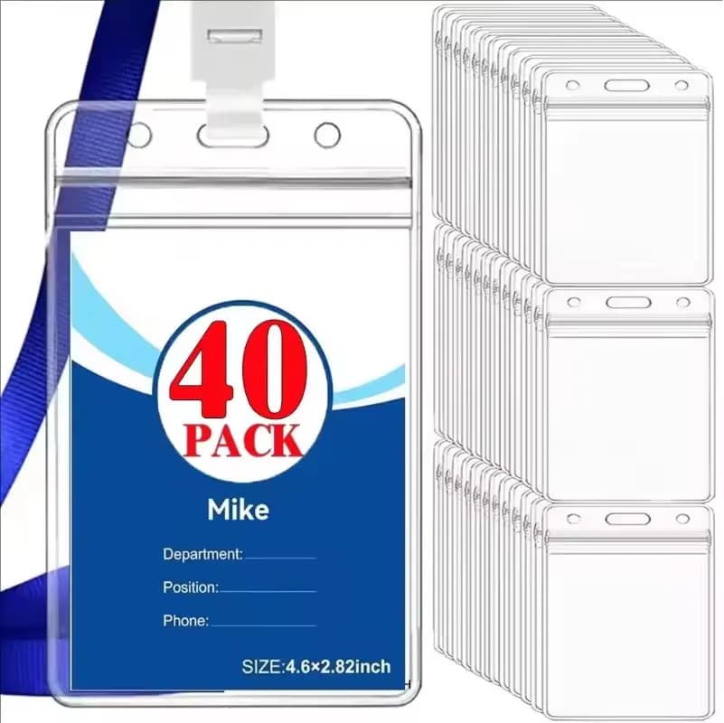 50-1PACK ID Card Name Badge Holder Waterproof Card Protector IDCard Credit Collect Vertical Sleeve Pouch Office School Supplies