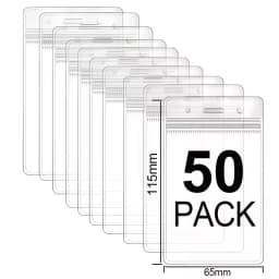 50-1PACK ID Card Name Badge Holder Waterproof Card Protector IDCard Credit Collect Vertical Sleeve Pouch Office School Supplies