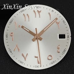 New Arabic Sky Blue NH35 28.5MM Sunburst Watch Dial Arabic Numeral Watch Faces With NH35 Watch Hands For NH35 NH36 4R Movement