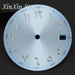 New Arabic Sky Blue NH35 28.5MM Sunburst Watch Dial Arabic Numeral Watch Faces With NH35 Watch Hands For NH35 NH36 4R Movement